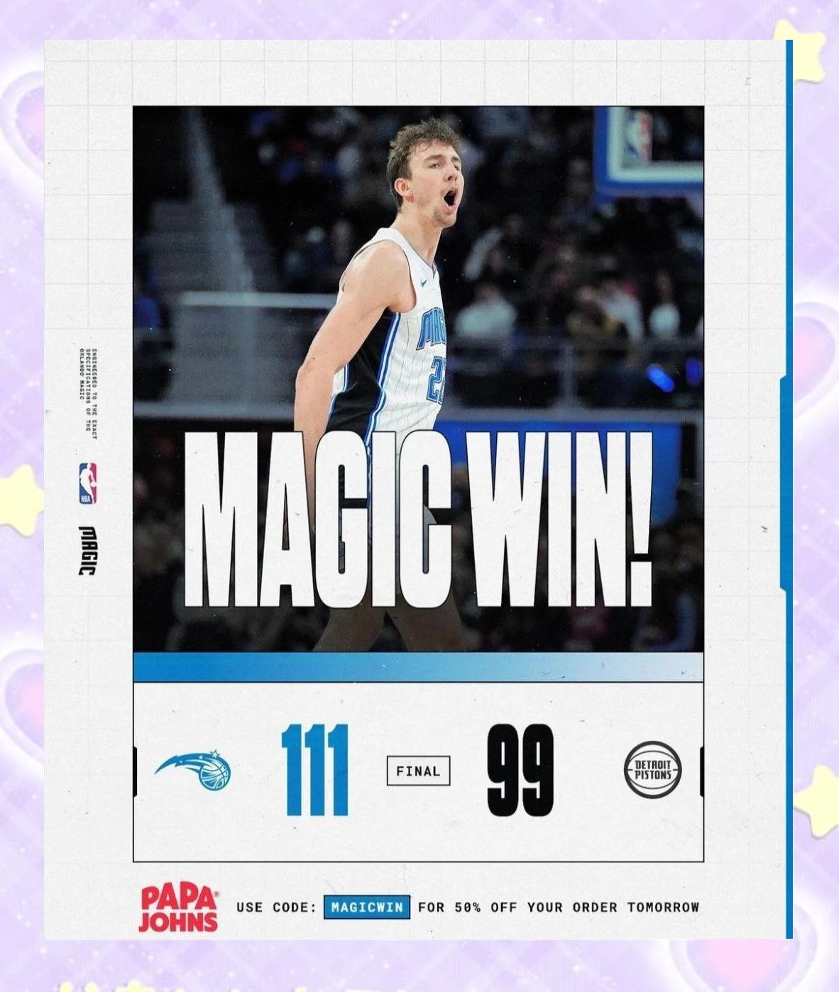 活塞凭借末节发力，战胜魔术